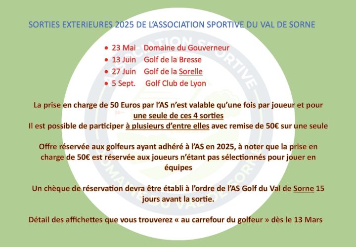 Sorties extérieures de notre ASSOCIATION SPORTIVE DU VAL DE SORNE